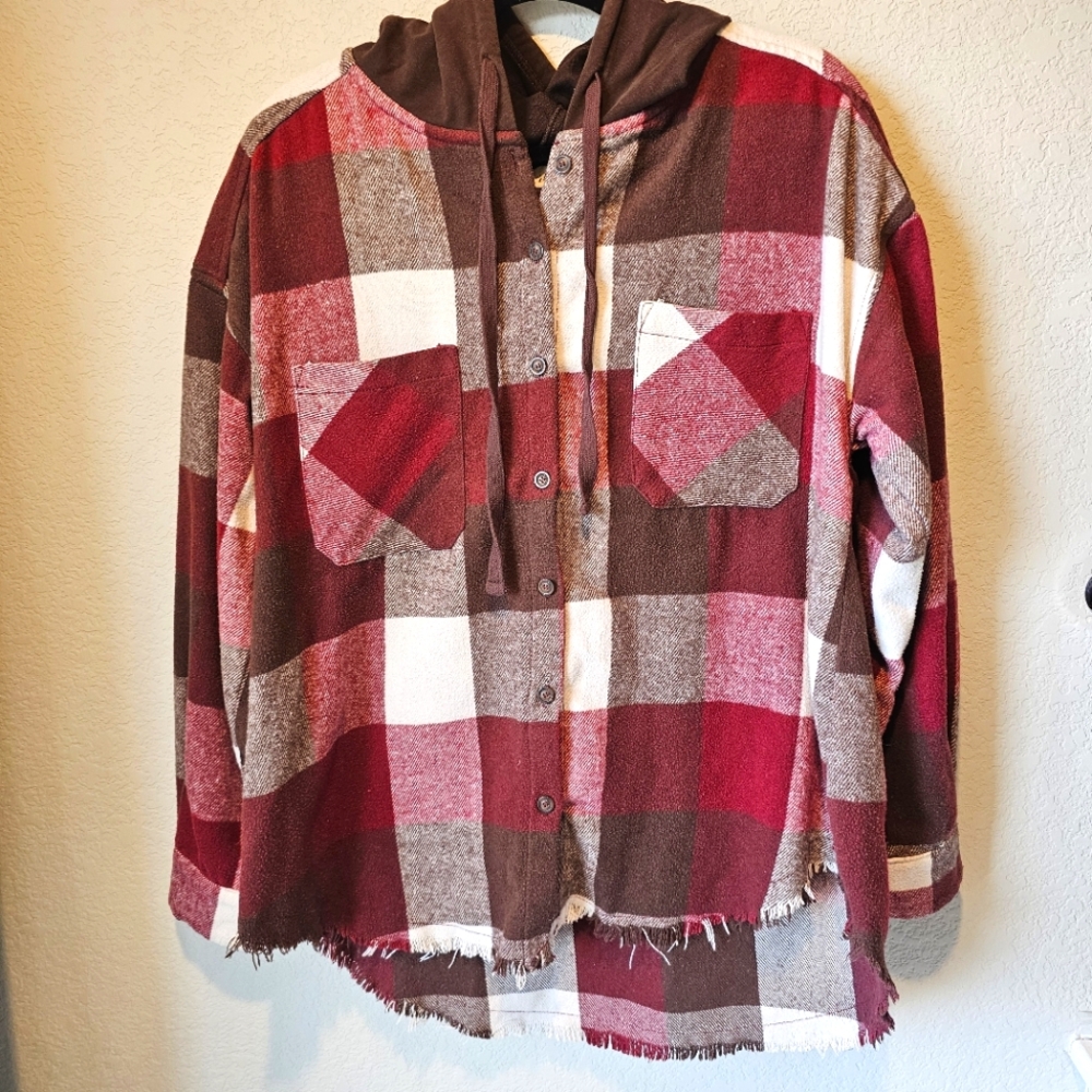 Burgundy Plaid Boutique Button Up